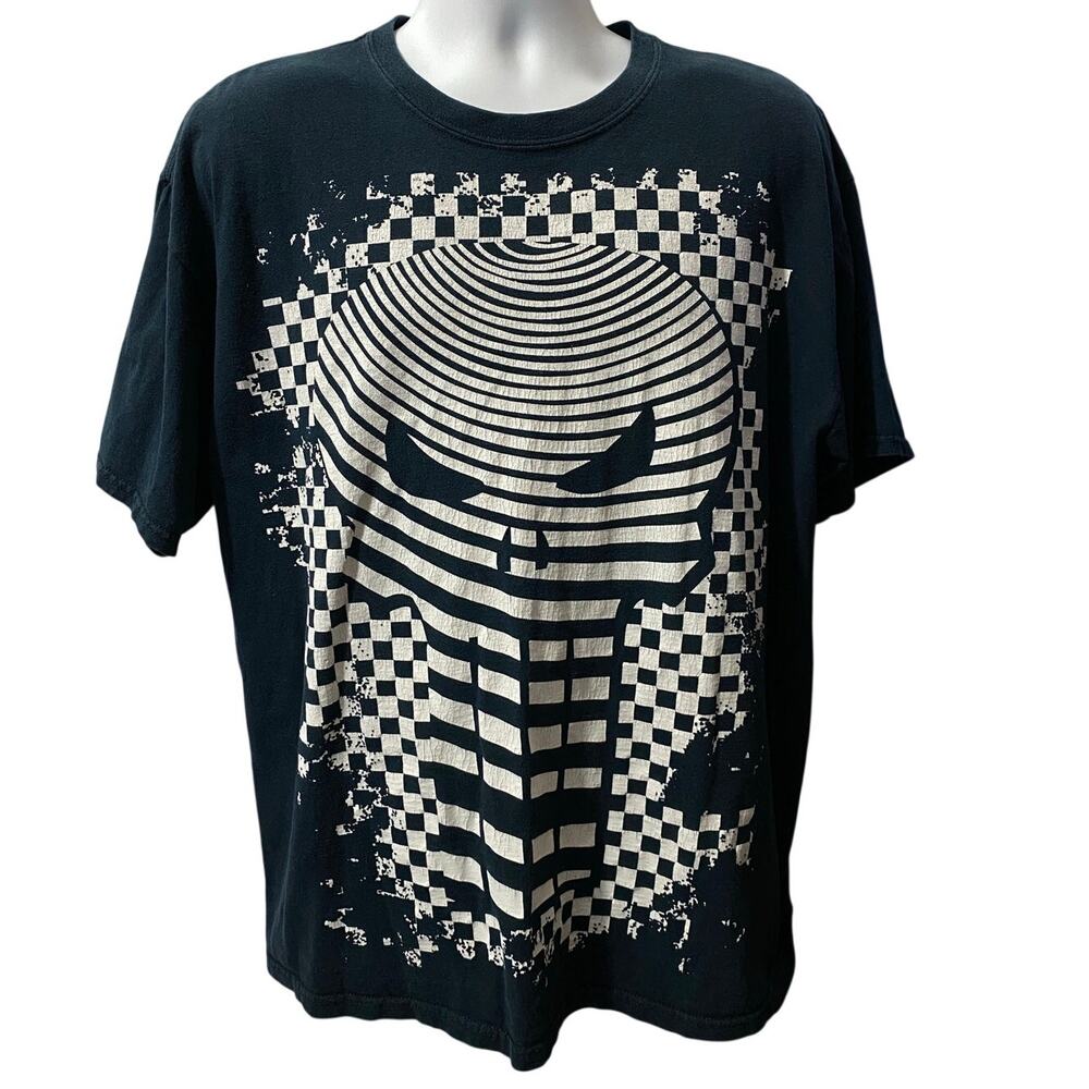 VINTAGE MARVEL PUNISHER SHIRT — Y2K Skull Graphic Tee Black Adult XL
